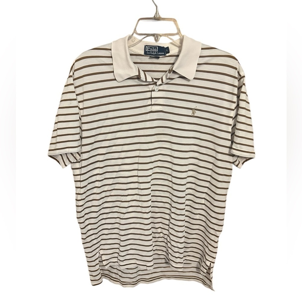 Polo Ralph Lauren Cream / Brown Shirt Striped Men’s Size L